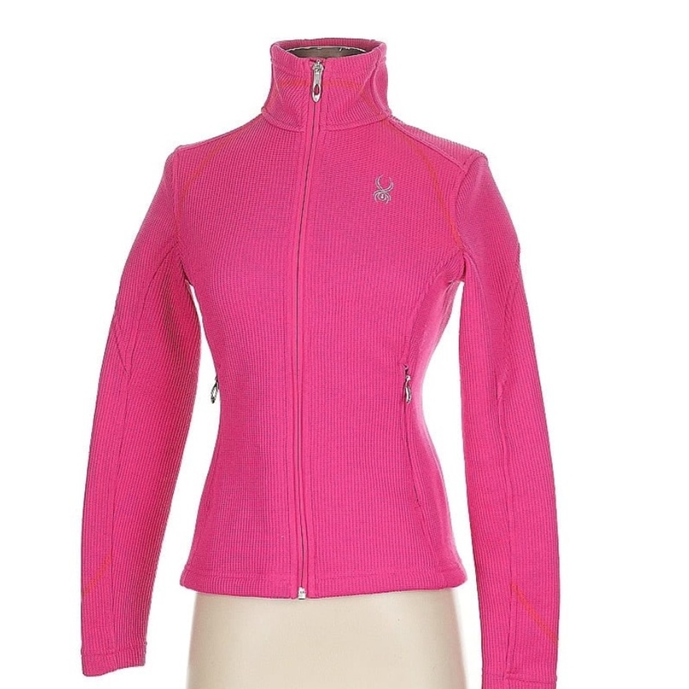 Spyder Pink Ribbed Ski Shell/Jacket Full Zip